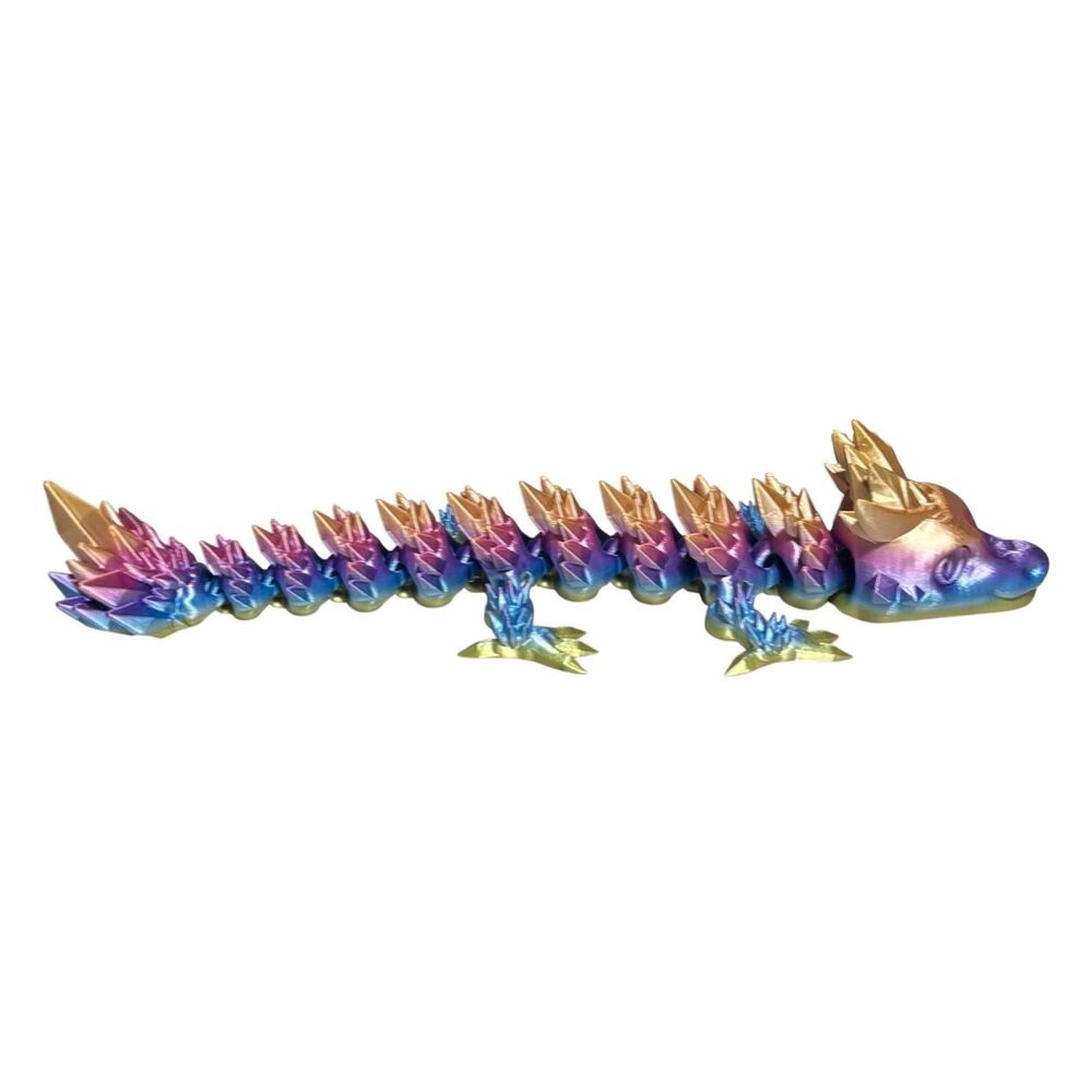 3D Printed - 8" Baby Crystal Dragon - Iridescent Prism - #3408-98